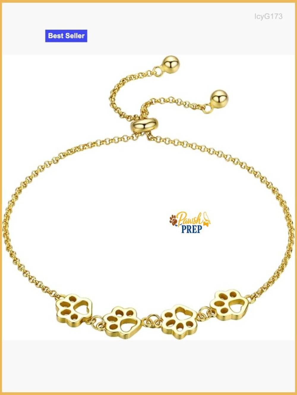Adjustable Sterling Silver Link Bracelet with Paw Charm Pet Memorial Gift